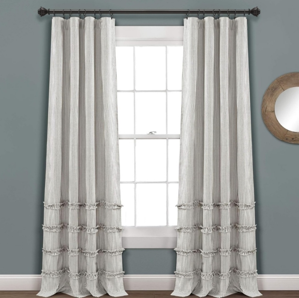 Lush Decor Vintage Stripe Cotton Curtain Panel Set of 8 panels, 84" x 40"